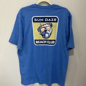 Izod Saltwater Shirt Sun Daze Beach Club Bull Dog Smoking Cigar Men’s Medium NWT